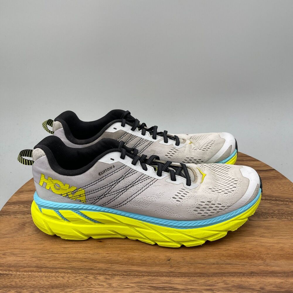 Hoka One One Clifton 6 Shoes Mens Size 10.5 Gray Running Comfort Walking Gym